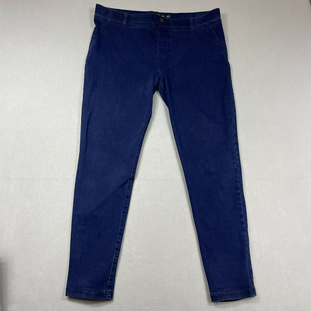 Betabrand Pull On Denim Jeggings Size XL Blue Dark Indigo Stretch Yoga